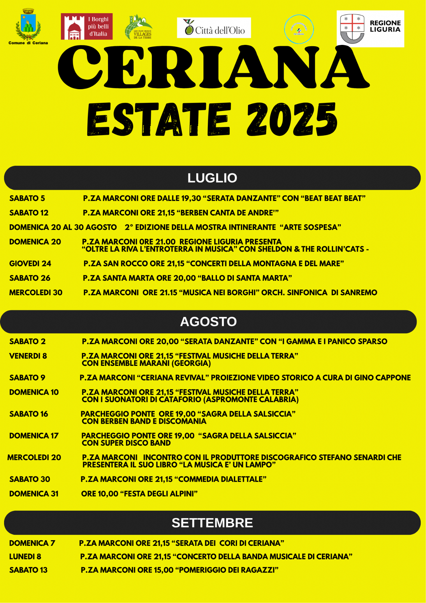 Calendario eventi estivi