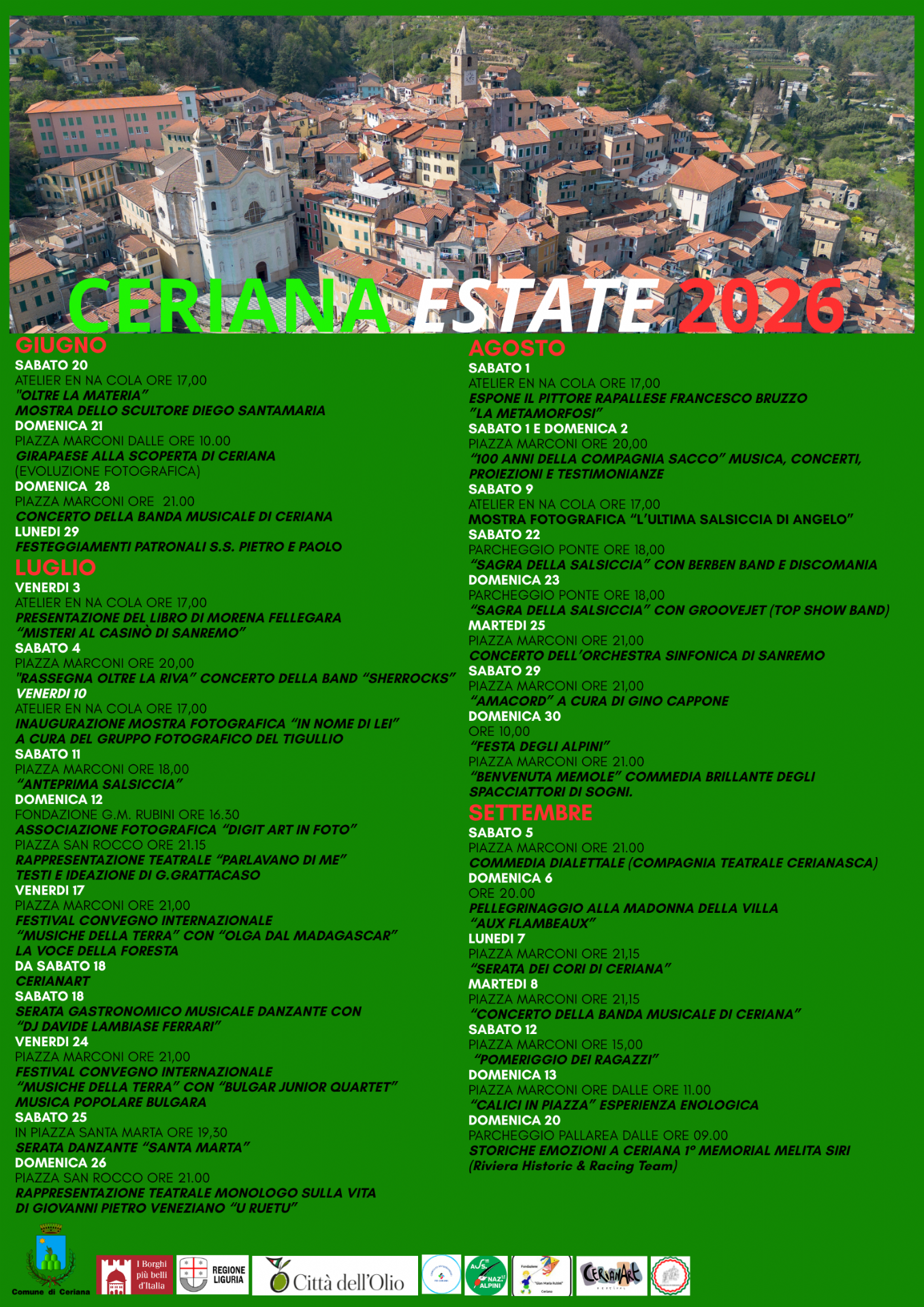 Calendario eventi estate 2026