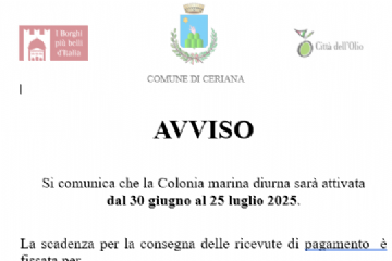 Si comunica che la Colonia marina diurna sar&#224; attivata  dal 30 giugno al 25 luglio 2025.